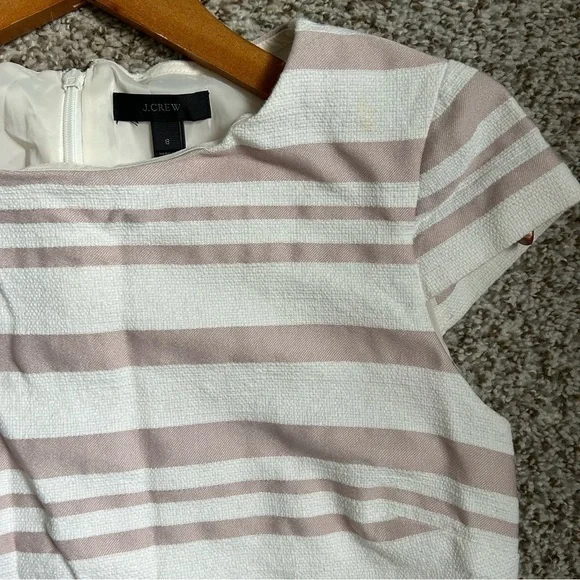 J. Crew Cream Pink Striped Cap Sleeve Mini Dress Formal Size 8 - Picture 8 of 9